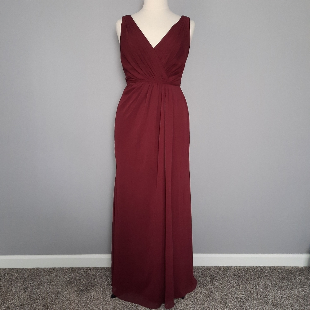 David's Bridal Wine Chiffon Floor Length Bridesmaid's Dress 14